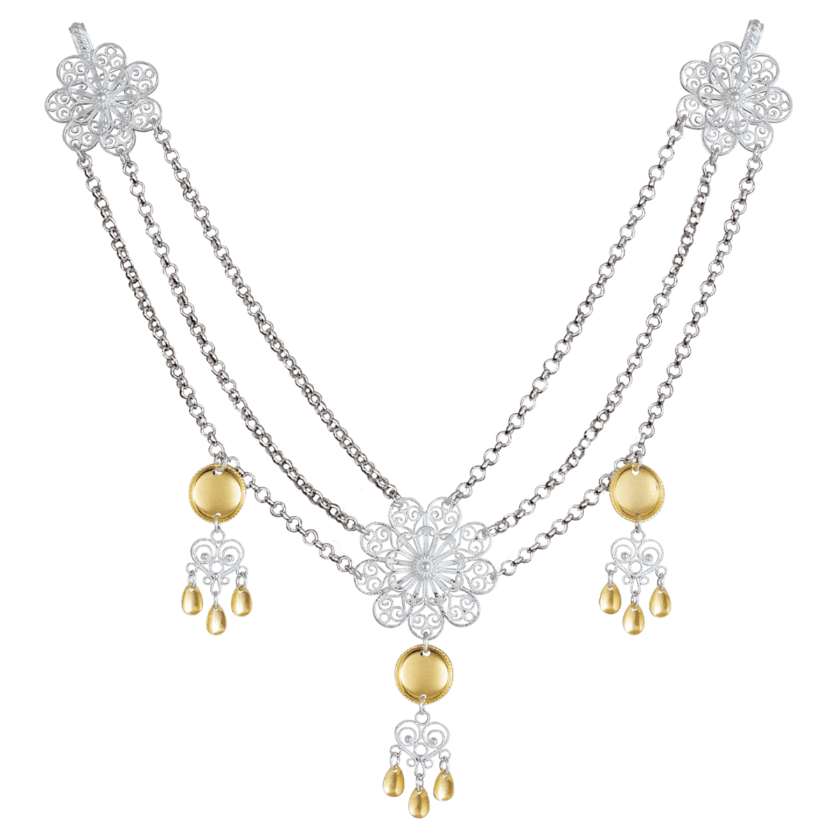 Kjede Hallingdal med 430 heng, kvit/forgylt - Bilde 1