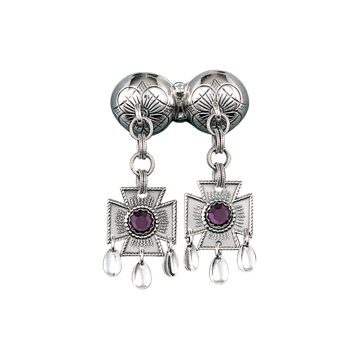 Halssølje med lilla stein, oksidert - Bilde 1