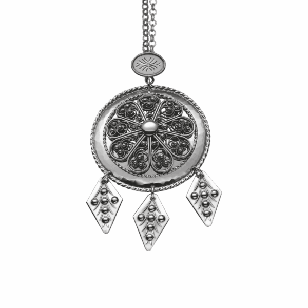 Offerdåse Oppdal med nål og 70 cm ertekjede, oksidert