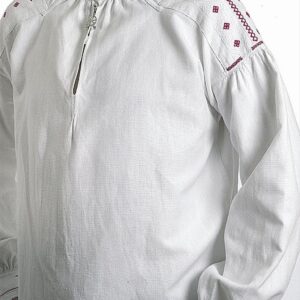 <p>Stranda mannsskjorte er rekonstruert sammen med den brune mannsbunaden