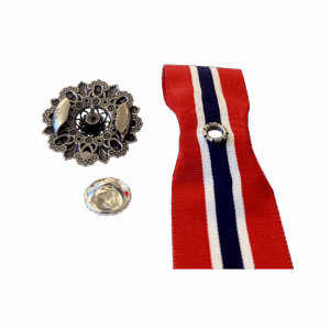 17.mai-sløyfepin 2i1, kvit/forgylt - Bilde 3