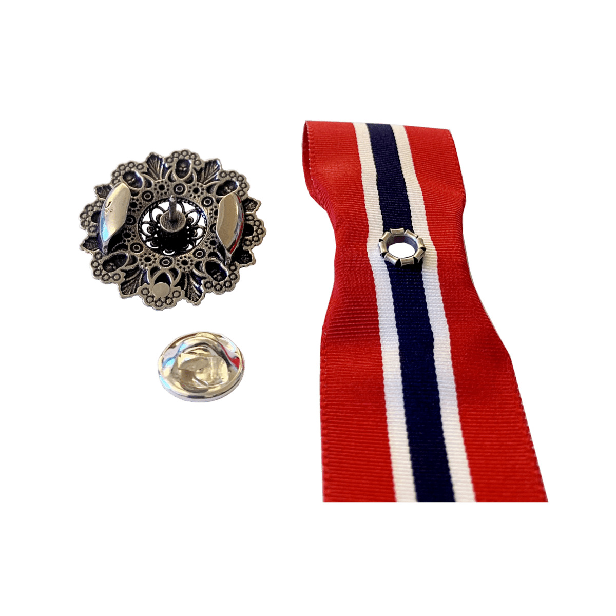 17.mai-sløyfepin 2i1, kvit/forgylt - Bilde 3