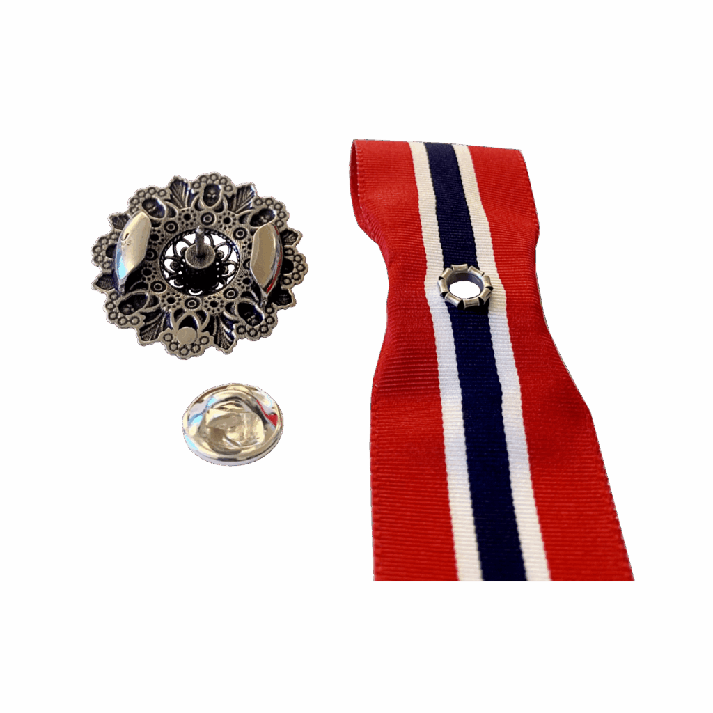 17.mai-sløyfepin 2i1 med graveringsfelt, forgylt