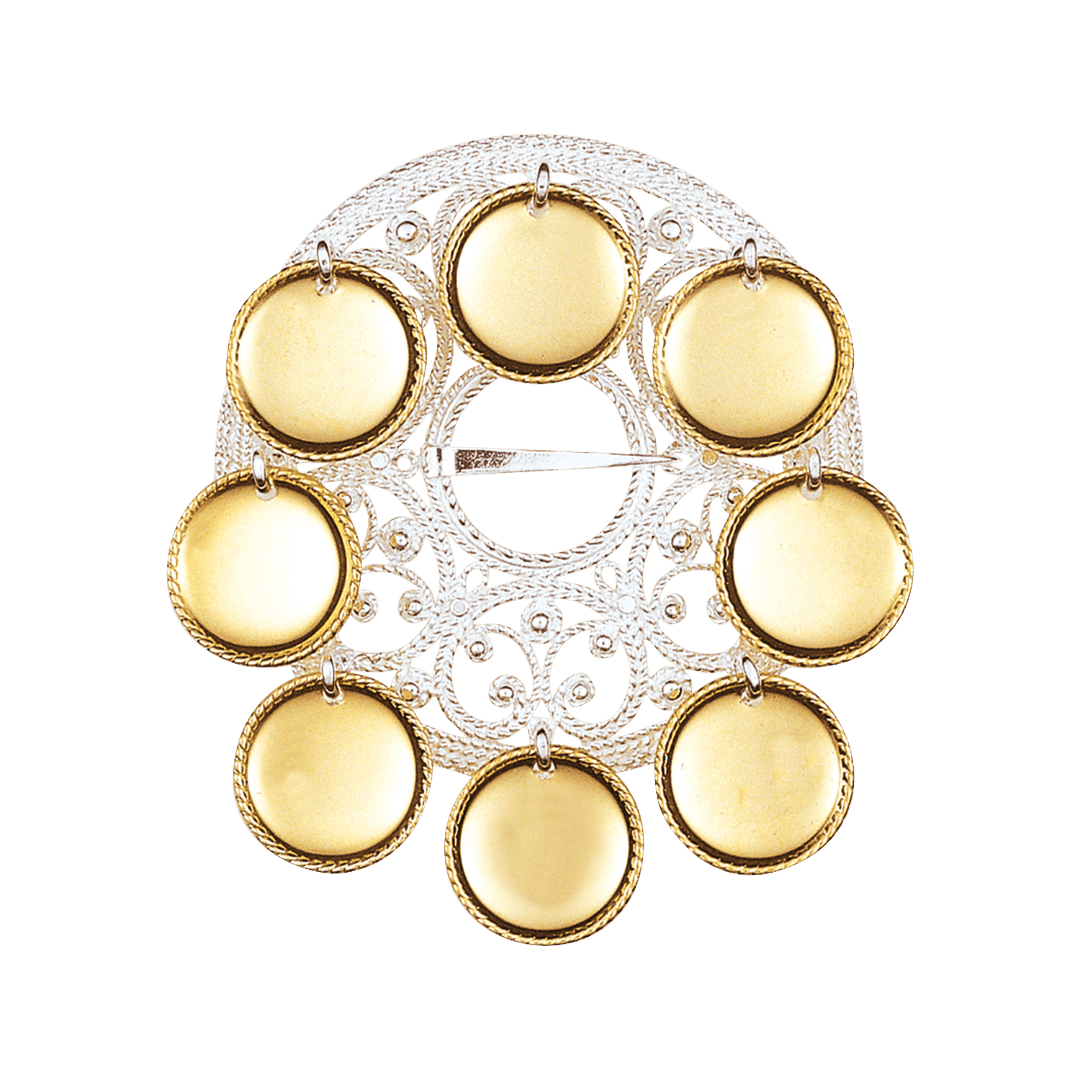 Sølje Aust Agder med forgylte trådkantlauv, kvit - Bilde 1