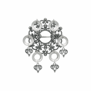 Sølje med ringlauv og hjartefiligran, oksidert