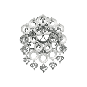 Sølje Hallingdal med ringlauv og hjartefiligran, oksidert