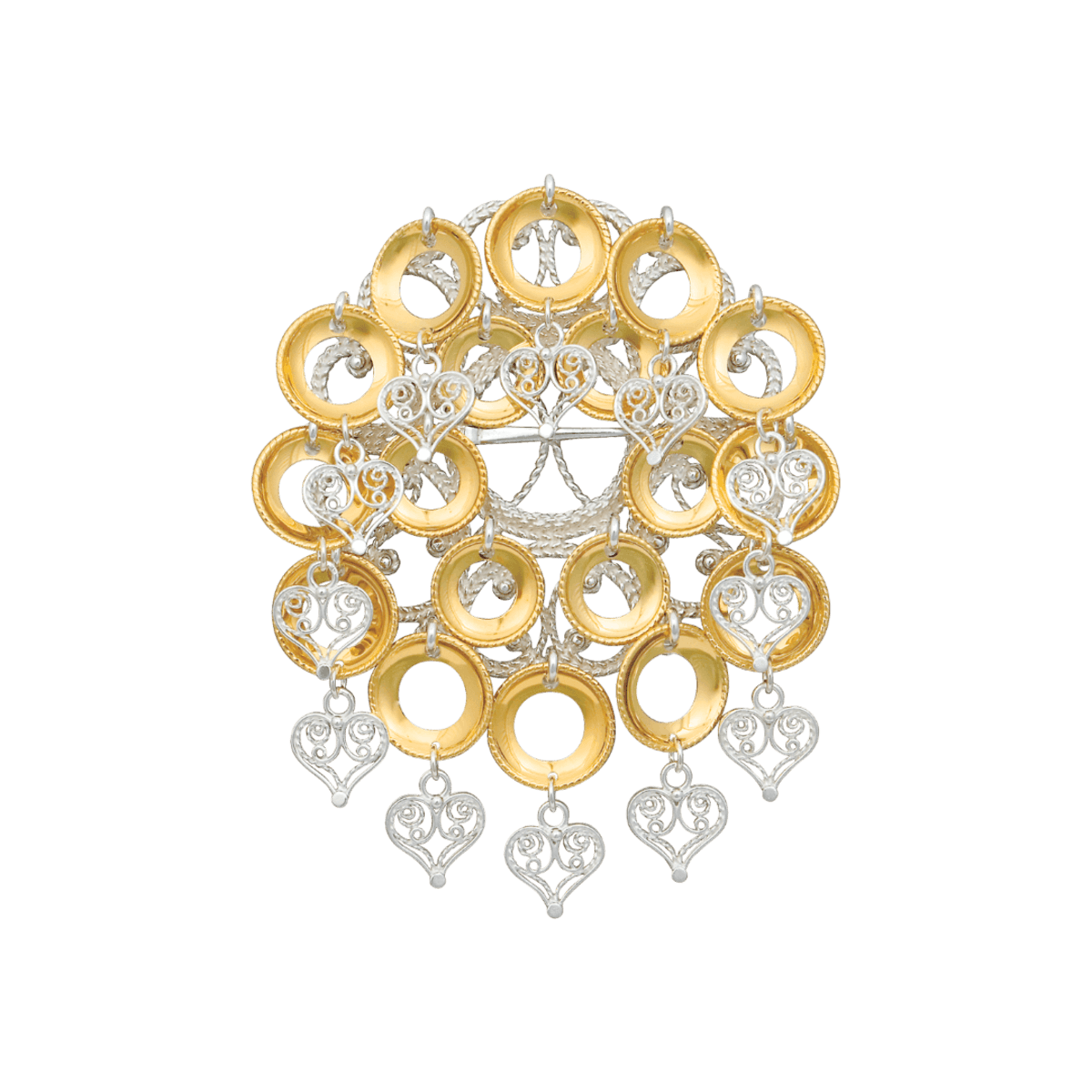 Sølje med ringlauv og hjartefiligran, kvit/forgylt - Bilde 1