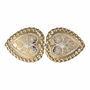 Beltespenne med kruser og syhol, forgylt/kvit